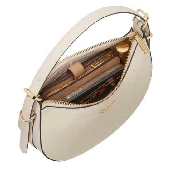 NWOT kate spade Cream Leather Nova Crescent Shoulder Bag Gold Tone Hardware - Picture 2 of 10